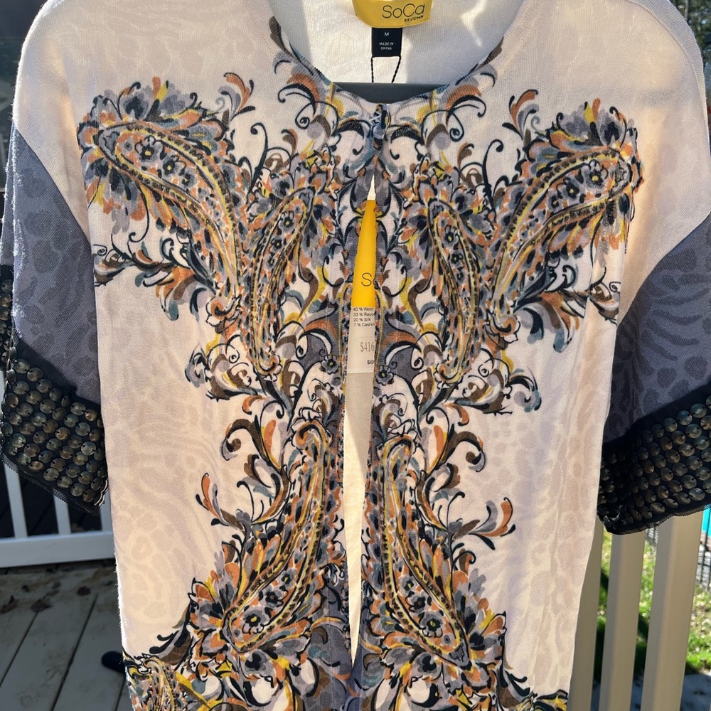 St. John SoCa Multicolor Patterned Cardigan